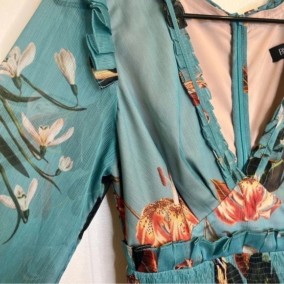 PatBo Carolina floral ruffle mini A-line dress size 2 - Picture 6 of 13